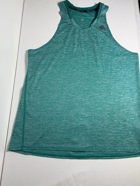 adidas Teal Heather Performance Racerback Tank - Picture 1 of 9